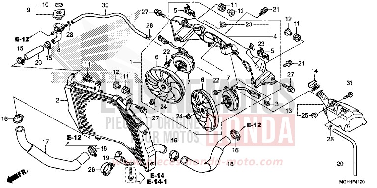 RADIATEUR von VFR1200X "Crosstourer" DCT CANDY PROMINENCE RED (R342B) von 2017